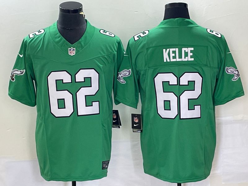 Men Philadelphia Eagles #62 Kelce Green Nike Throwback Player Game NFL Jersey->cincinnati reds->MLB Jersey